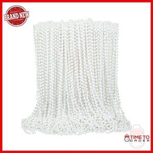 150 Bulk Faux Pearl Necklaces 33in Plastic Beads Party Decor Craft